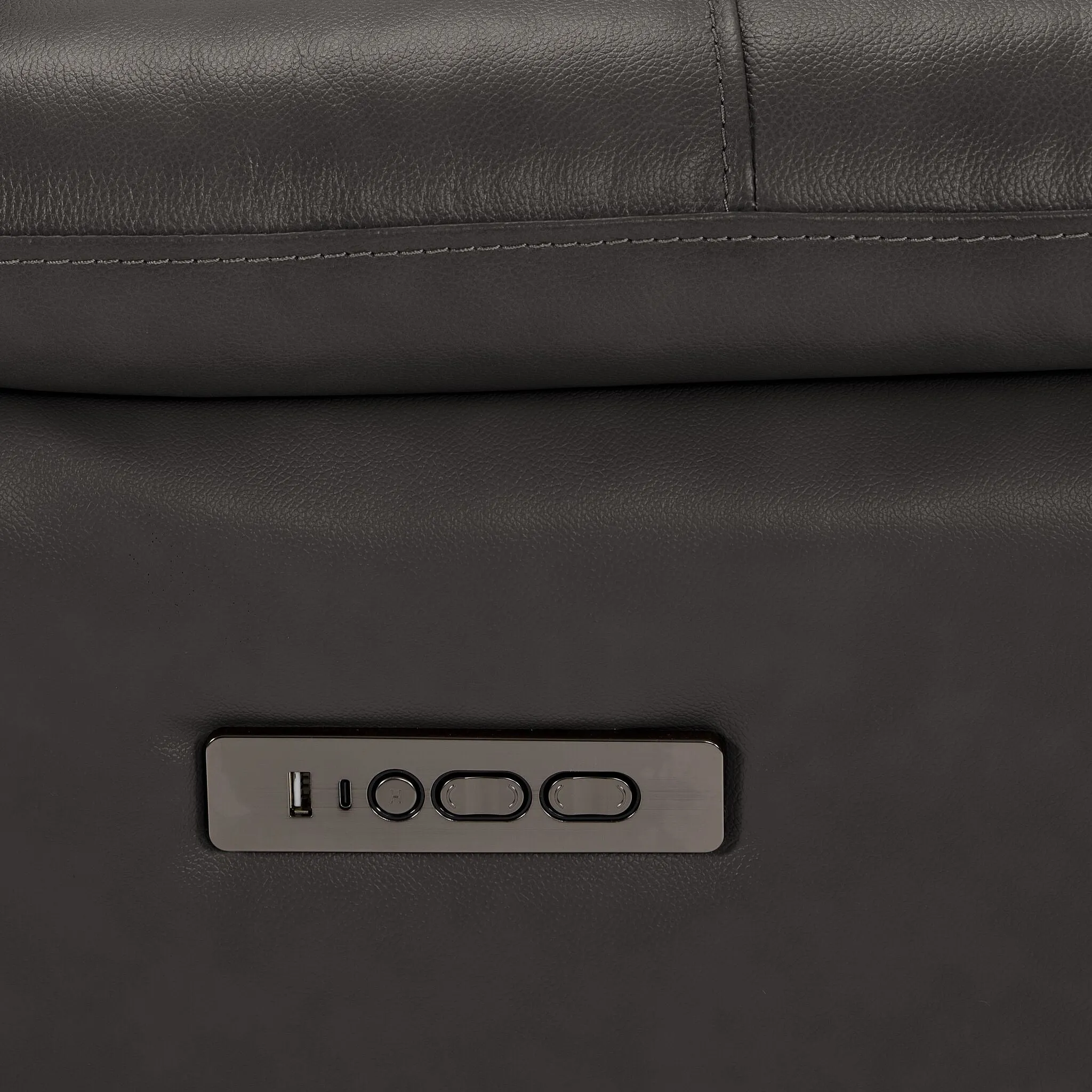 Allie Leather Dual Power Recliner - Granite