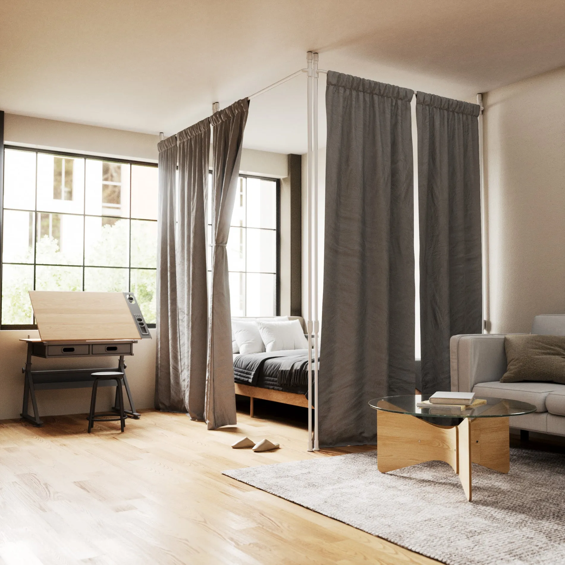 Anywhere Curtain Rod & Room Divider
