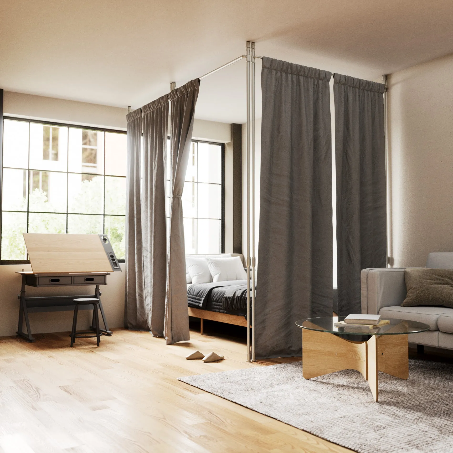 Anywhere Curtain Rod & Room Divider
