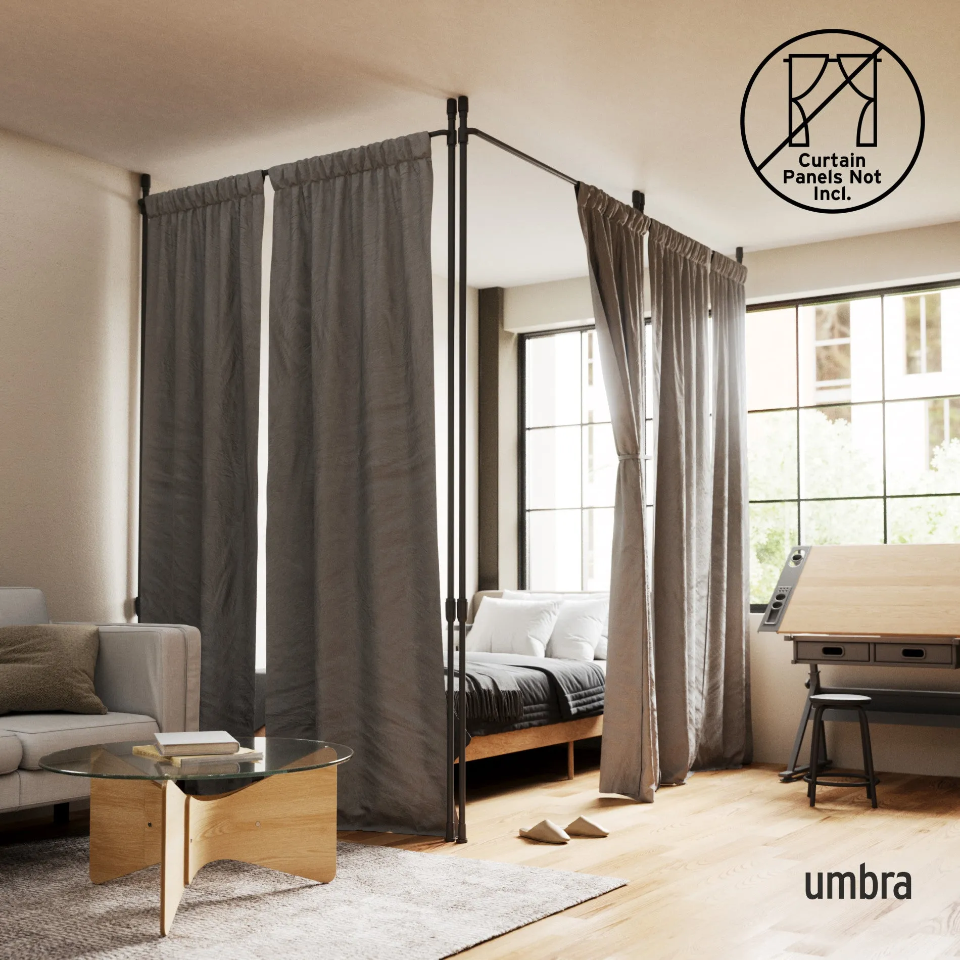 Anywhere Curtain Rod & Room Divider