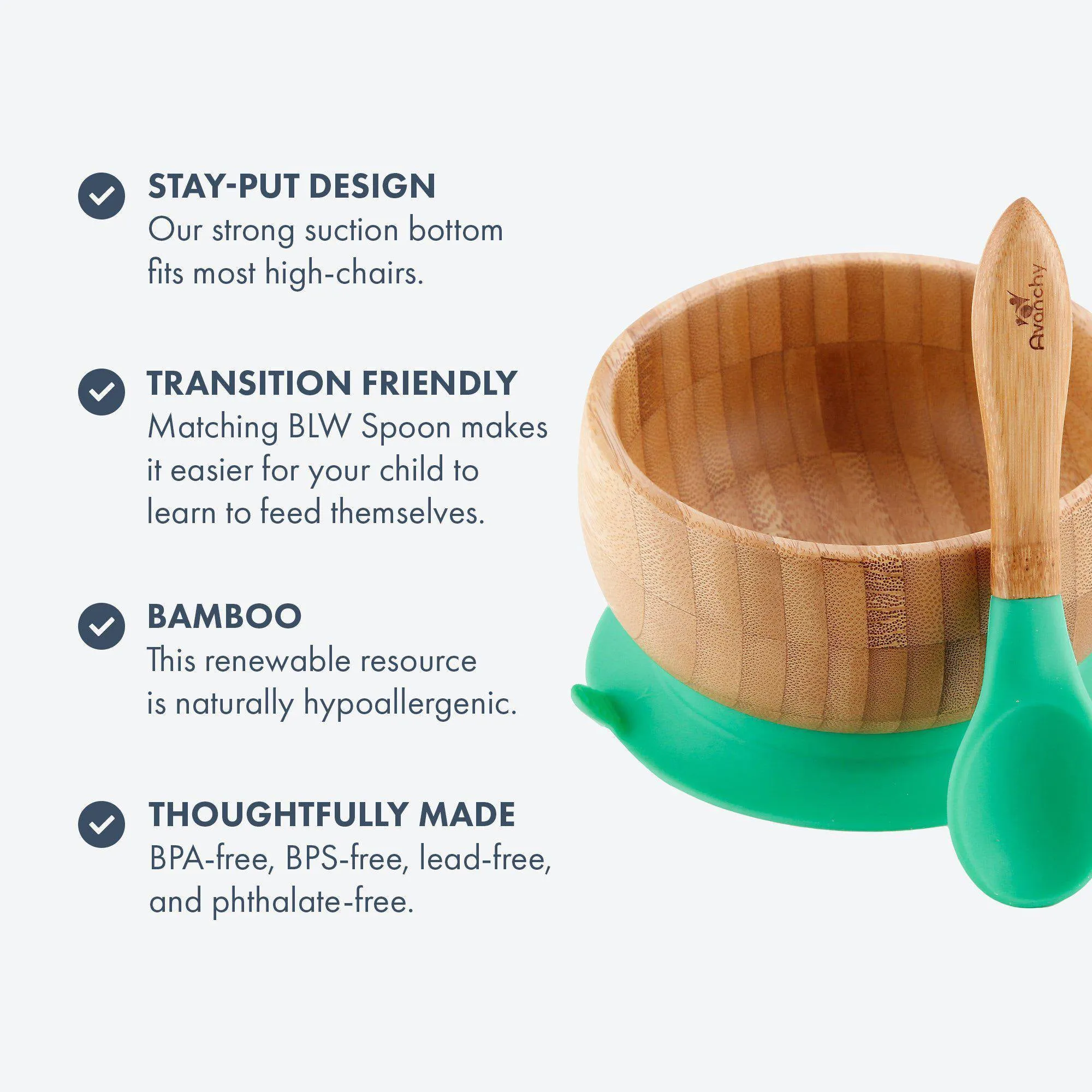 Avanchy Bamboo Suction Baby Bowl   Spoon - Black