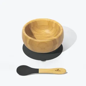 Avanchy Bamboo Suction Baby Bowl   Spoon - Black