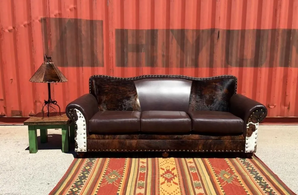Cattleman Brindle/Blk Oak Sofa Microfiber