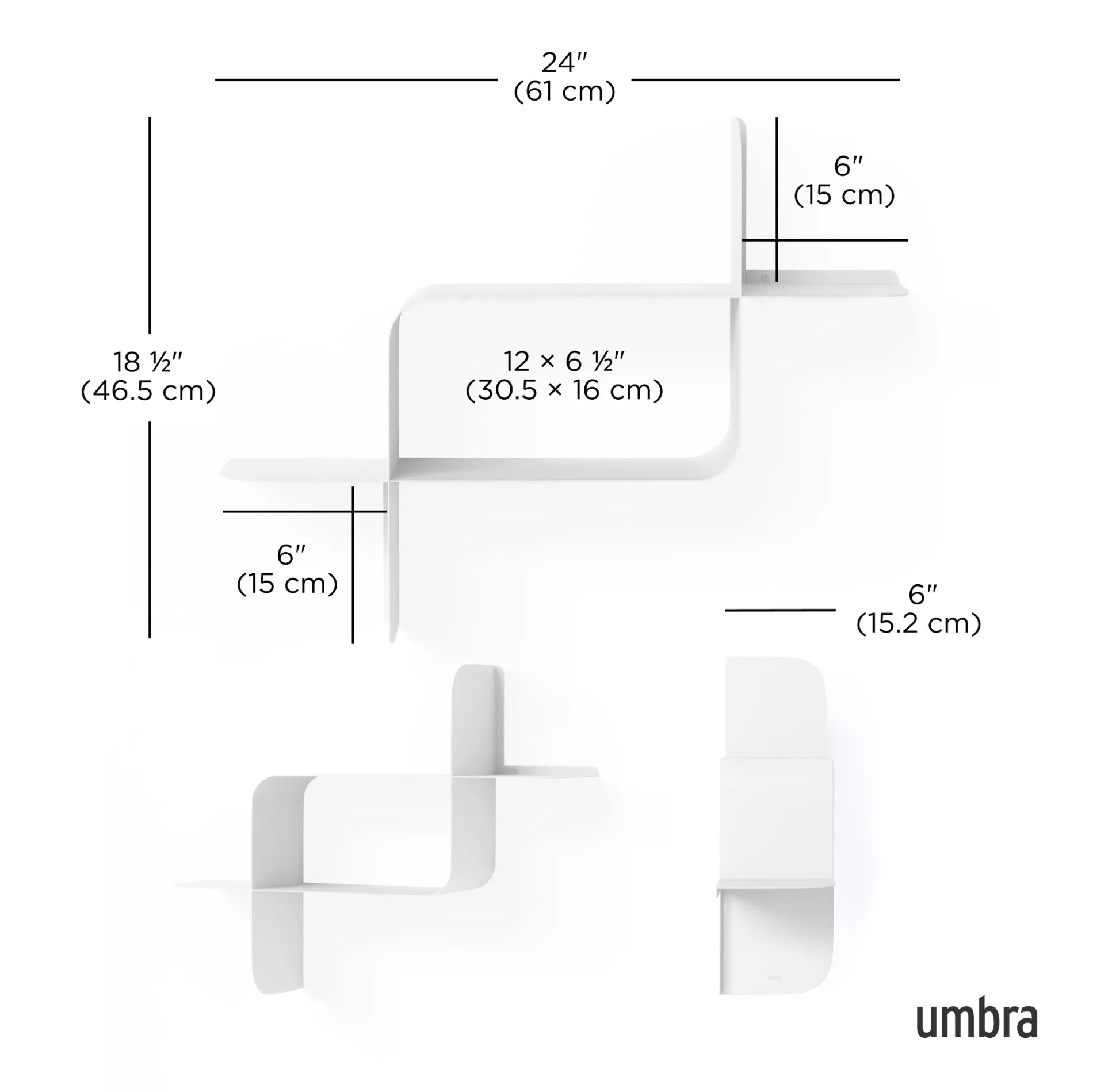 Montage Metal Wall Shelves, Set of 2