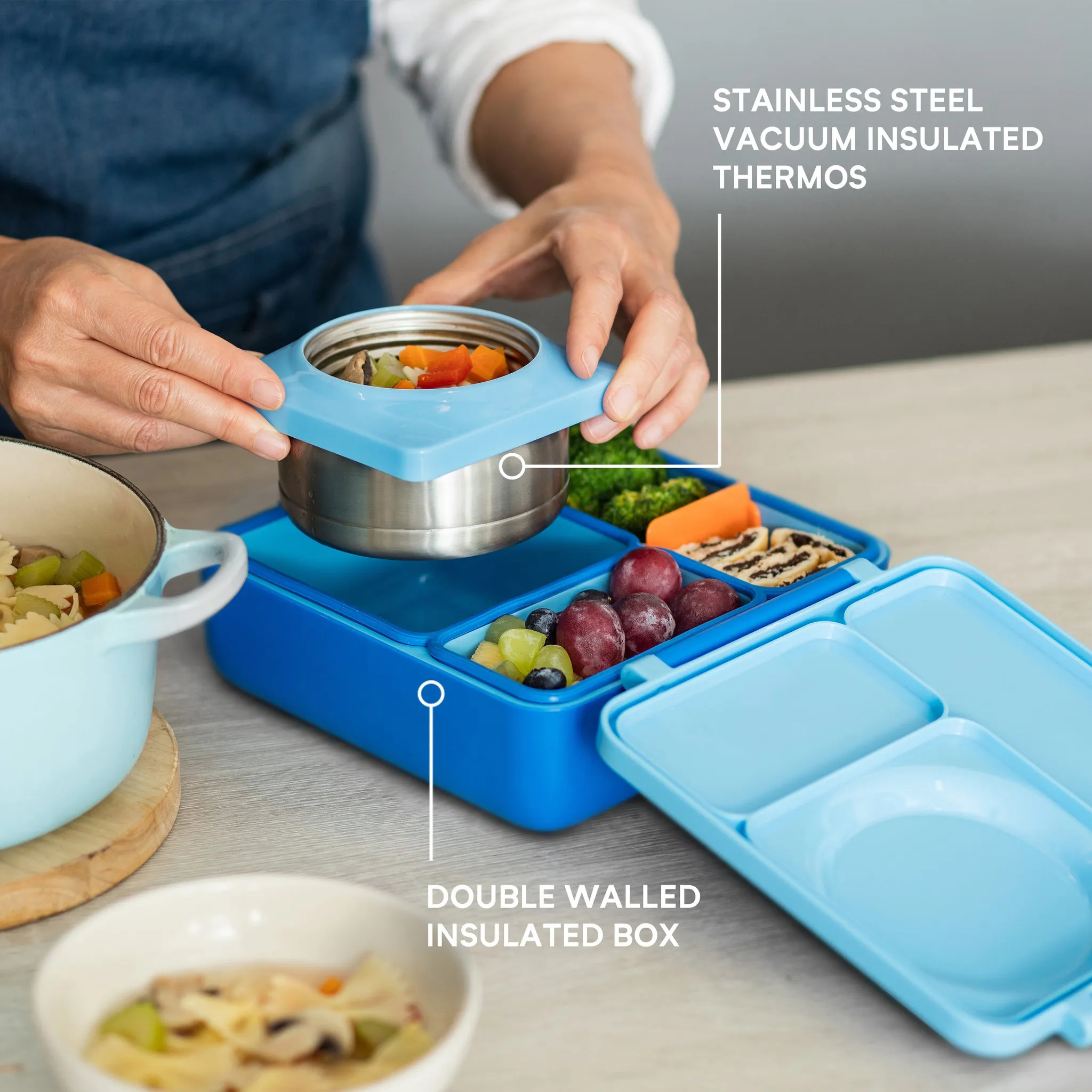OmieBox Insulated Hot & Cold Bento Box V2 - Blue Sky