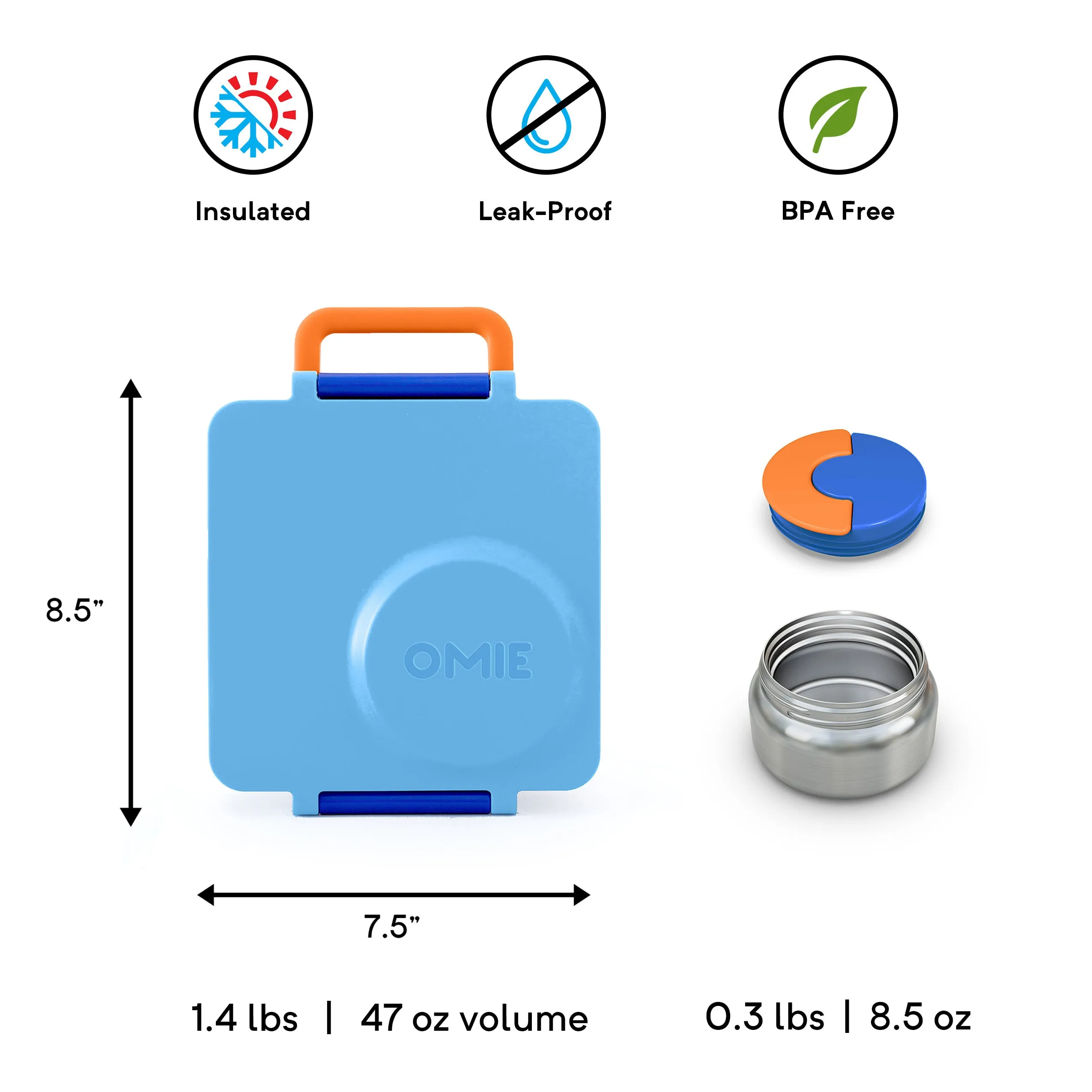 OmieBox Insulated Hot & Cold Bento Box V2 - Blue Sky