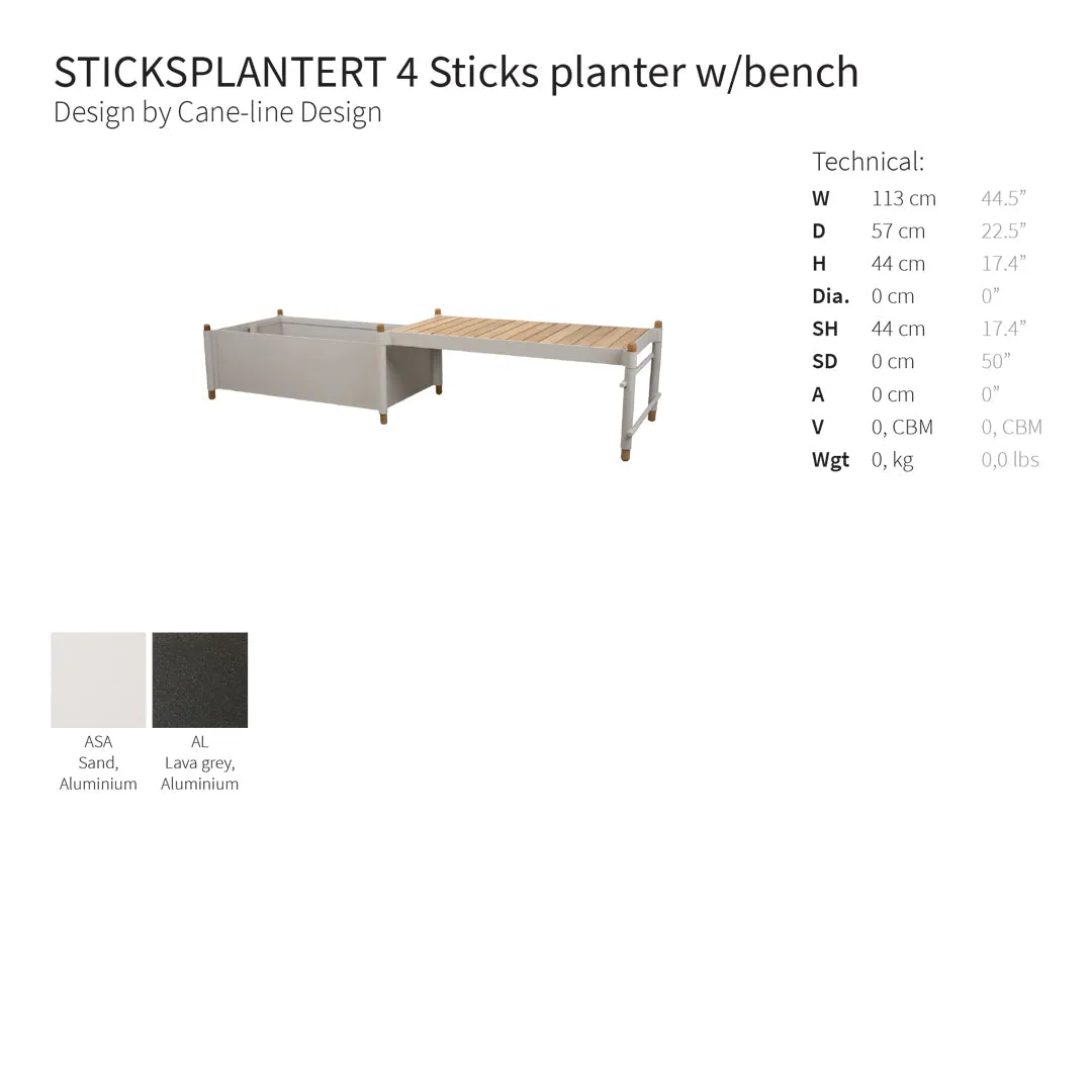 Sticks Outdoor Bench w/ Planter