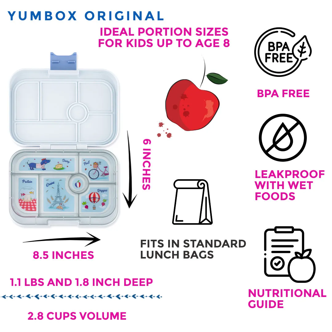 Yumbox Original - 6 Compartment Lunch Box - Hazy Gray Paris